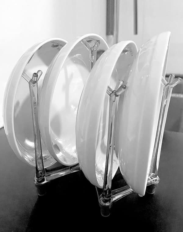Utbyggbart flasktorkställ i plast för koppar och disk, halkfri grå