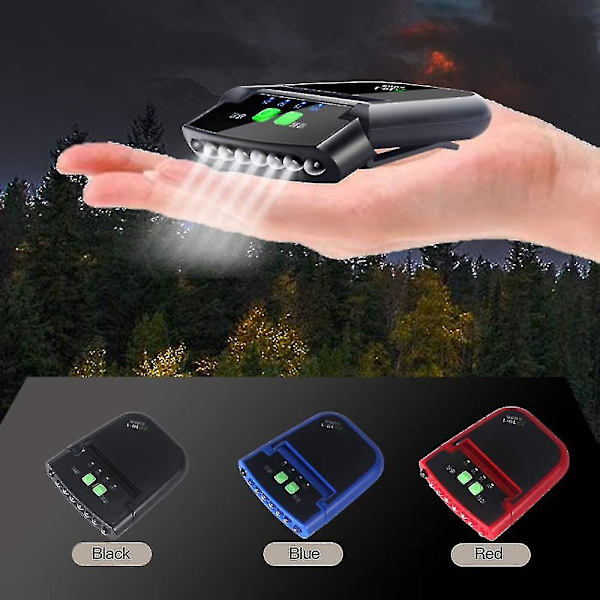 LED-sensor Clip-on Hat Light, Bärbar USB-laddningsbar Handsfree Clip-on Hat Light, Vattentät Fiske Nattljus Huvudlampa