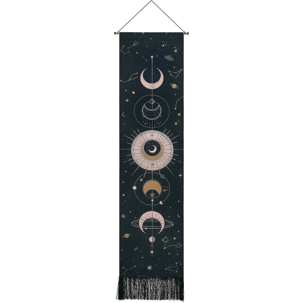 Måntapet Psykedelisk Väggbonad Tapestries Heminredning För Sovrum 51 X 13 Tum (130 X 32 Cm), Svart