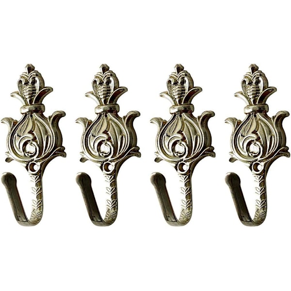 Sourcingmap Gardinholdere i zinklegering i vintage-stil, gardinbindere, vinduesophæng, kroge, bronze, 4 stk.