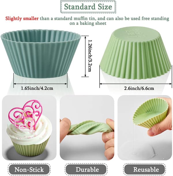24-pack silikonbakformar återanvändbara muffinsformar non-stick cupcakeformar set cupcake silikonform standard (4 färger)