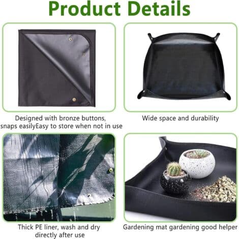 Waterproof Repotting Mat 100 x 100 cm and Foldable 68 x 68 cm – Thick PE Material with Double PVC Coating – Surface Protection