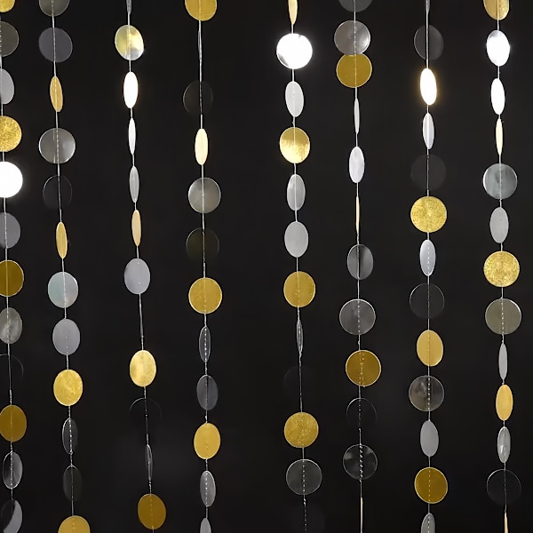 35 kpl Kulta Hopea Musta Ympyrä Piste Juhla Koriste Glitter Paper Riippuva Lippu Banner Kimalteleva Tausta