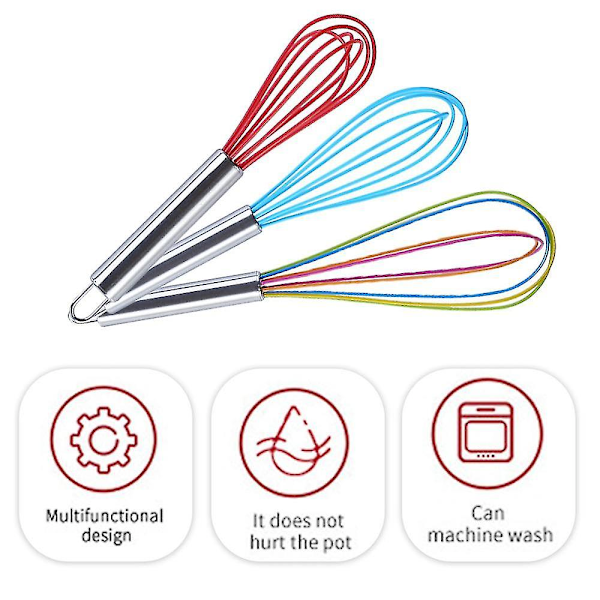 3 stk. Meget robuste kjøkken silikon visp ballong visp