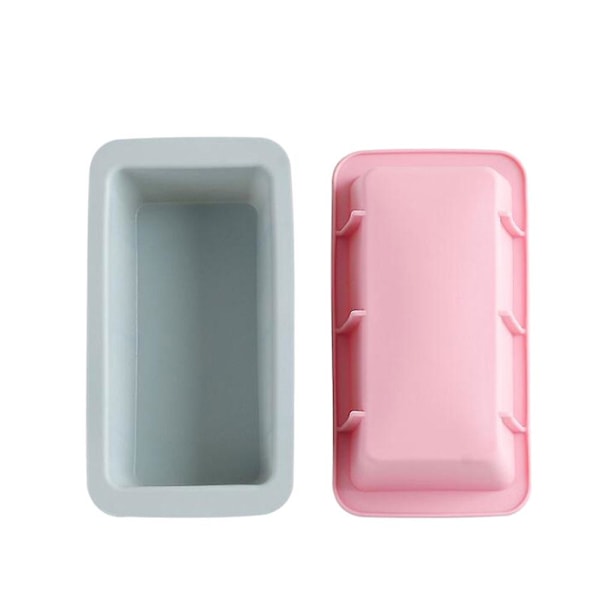 2 stk. DIY rektangulær kageform silikone bageform toastform kage sandwichboks til mousse kage brød (blå + pink)