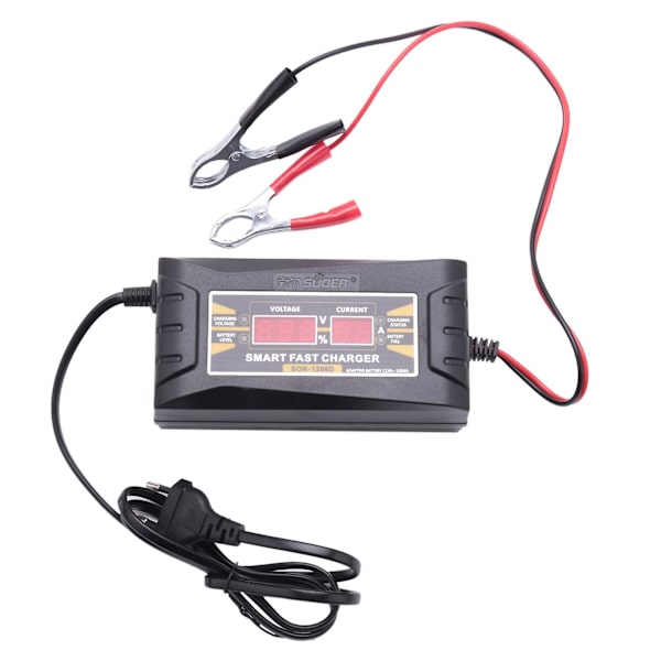 Son-1210d+ LCD-smart snabb blybatteriladdare 12v 10a för bil motorcykel EU-kontakt