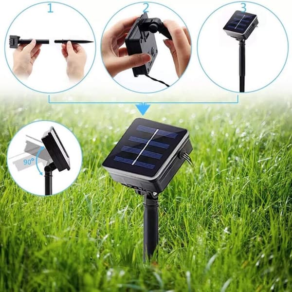 Solar LED Lyslenke 20 Vanndråpe Gul for Hage Terrasse Gård