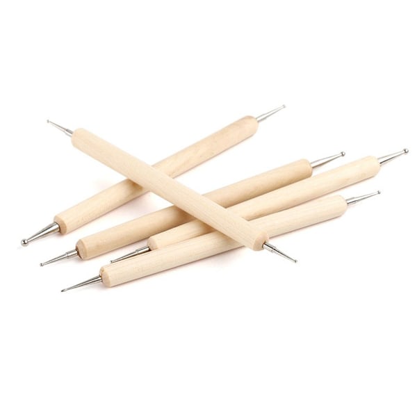 5 st Trä Nagelkonst Dotting Penna Målning Ritning Manikyrverktyg wood 13*0.8cm
