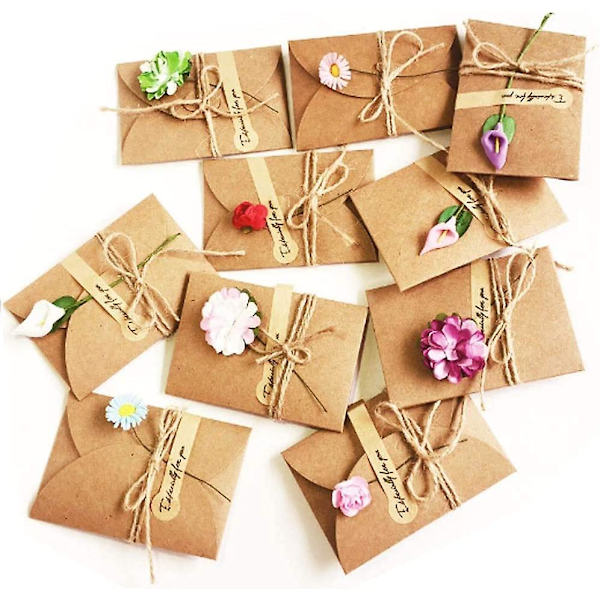 Torkade blommor dekorerade vykort, Acsergery Diy torkade blommor gratulationskort handgjorda retro gåva