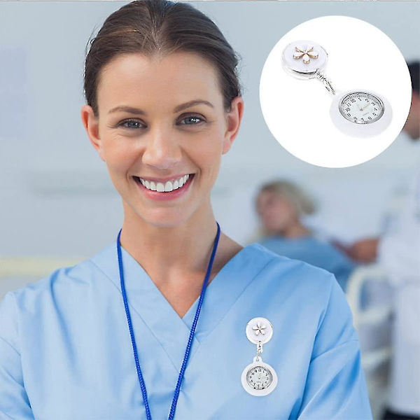 Sygeplejerske Lapel Ur Stetoskop Lapel Fob Læge Sygeplejerske Ur Silikon Dæk Badge Stetoskop Tilbagetrækbart Fob Ur (3 stk., Sort+hvid+rosa) -t