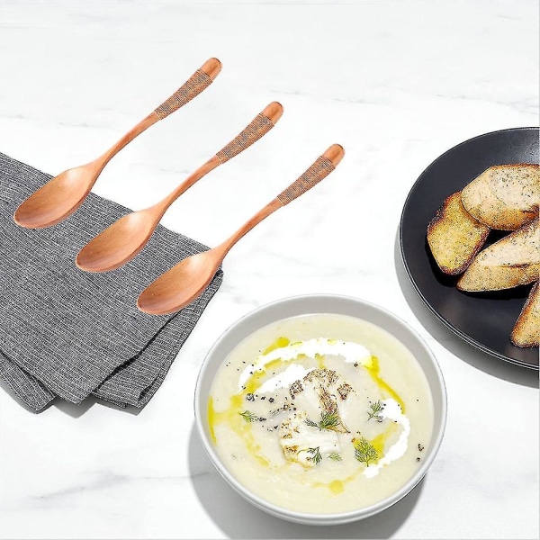 Träslev lång handtag Solid träslev Ris Sked Dessert