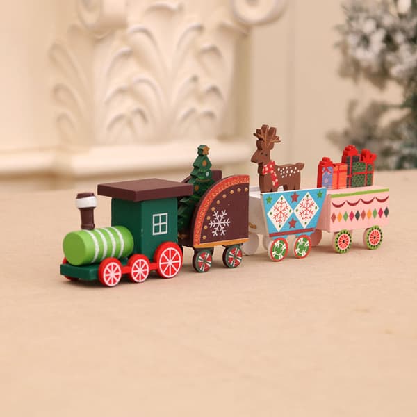4 stk Julepynt Mini Tre Gingerbread Man Tog Julemann Figur Juleleke Express Tog Bordpynt