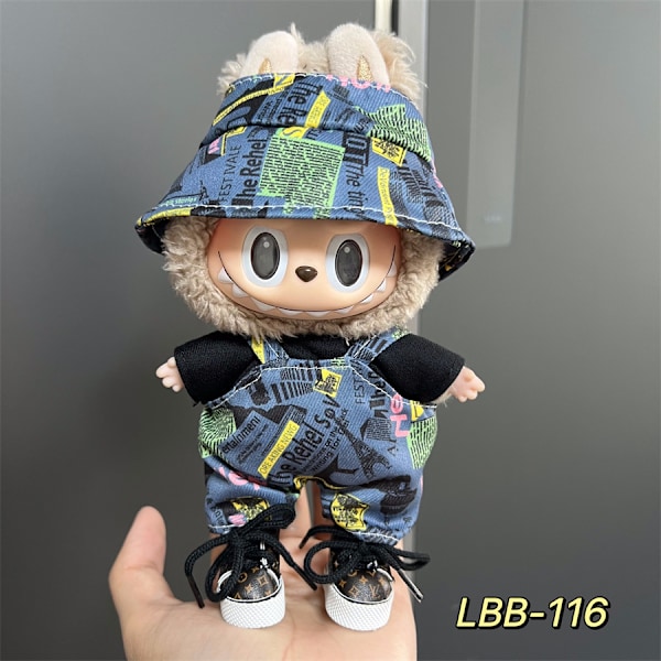Labubu Modesæt - Outfit til 15/17cm Plysdukker, V1 V2 Stropper Bukser LBB-116