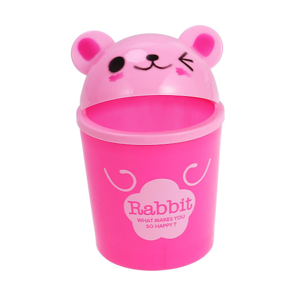 Kanin papperskorg Mini skrivbords papperskorg soporganiserare skräphållare (Rosa #C065J#)