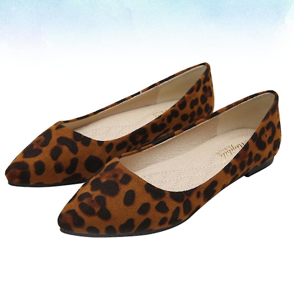 Moderne Leopard Sko Flade Sko Spidse Sko Fritid til Kvinder Damer (Brun Leopard, Størrelse 39)