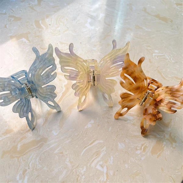 3 stk Butterfly hårklemme klips for kvinner hår kjeve klips for tynt hår jenter medium acetat sommerfugl