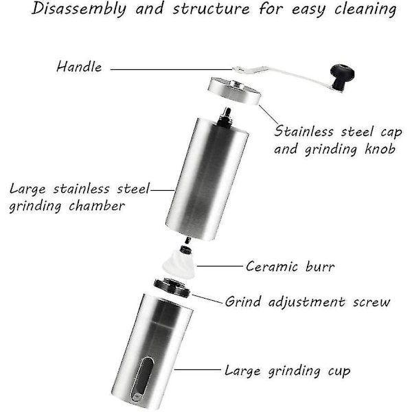 Manuell kaffekvarn med justerbar inställning - Kvarn i rostfritt stål - Kaffekvarn för Aeropress  -aya