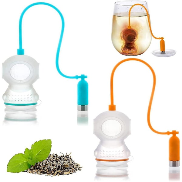 2 st teinfuser för löst te, tesil set silikon innovativ återanvändbar söt dykform te filter för löst blad te kryddor kryddor