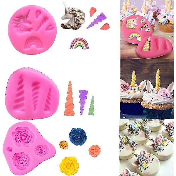 Cupcake-koristeet Fondant-suklaamuotti Yksisarvisen teemajuhliin ja lasten syntymäpäiville -aya