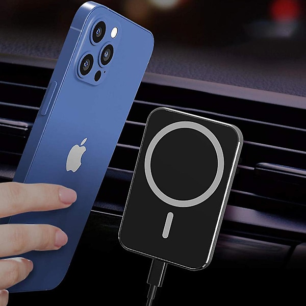 Magnetisk Bilholder med Trådløs Opladning 15W - Sort Black Svart