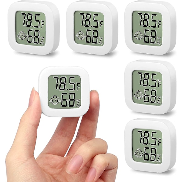 5 stk bærbar mini LCD-termometer innendørs hygrometer temperatur fuktighet
