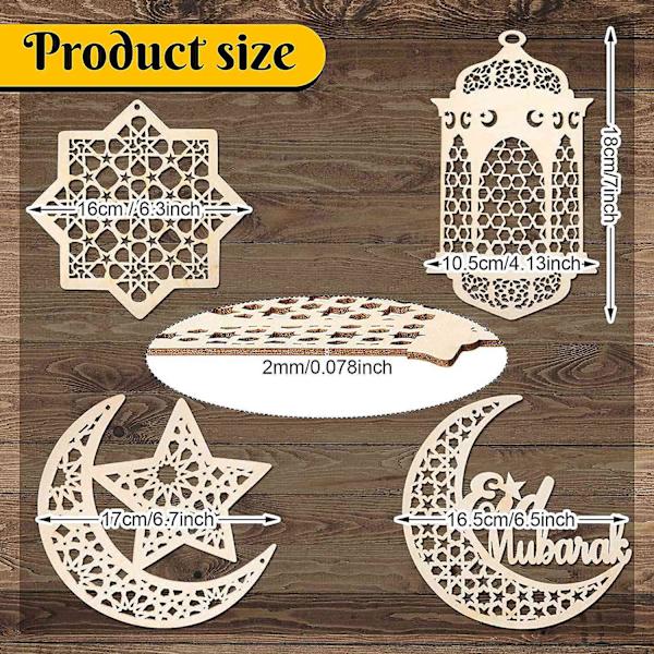 9 stk. Treanheng Ornament Ramadan Hul Dekorasjon Måne Stjerne Vindlys Form Anheng Ornament