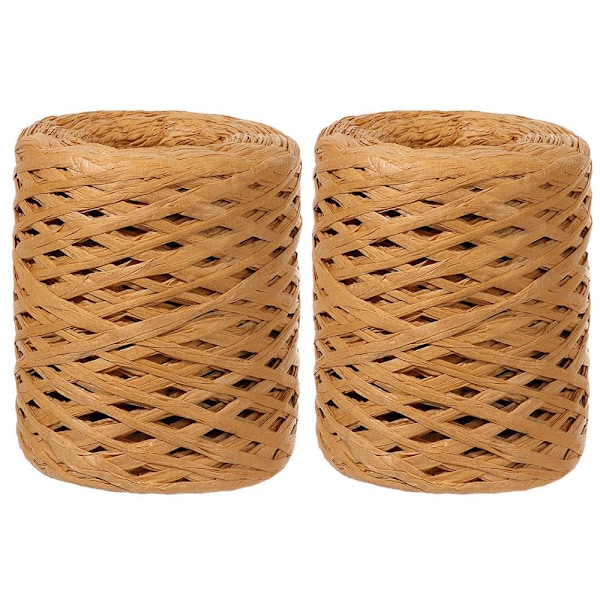 2 ruller 200M håndstrikket Lafite Raffia strå miljøvenligt papirgarn bageemballage bælte reb Khaki Khaki Length 200m/roll