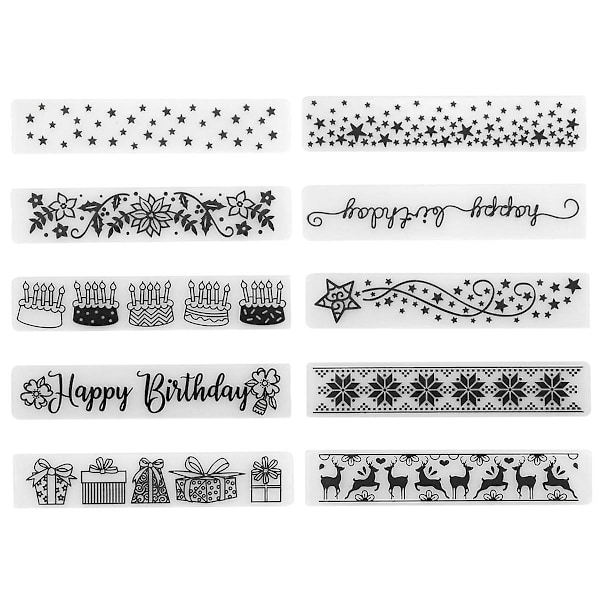10 stk. 15x3cm Blomsterblad Stjerne Plast Embossing Folder Diy Craft Skabelon Stencils Scrapbog Papir