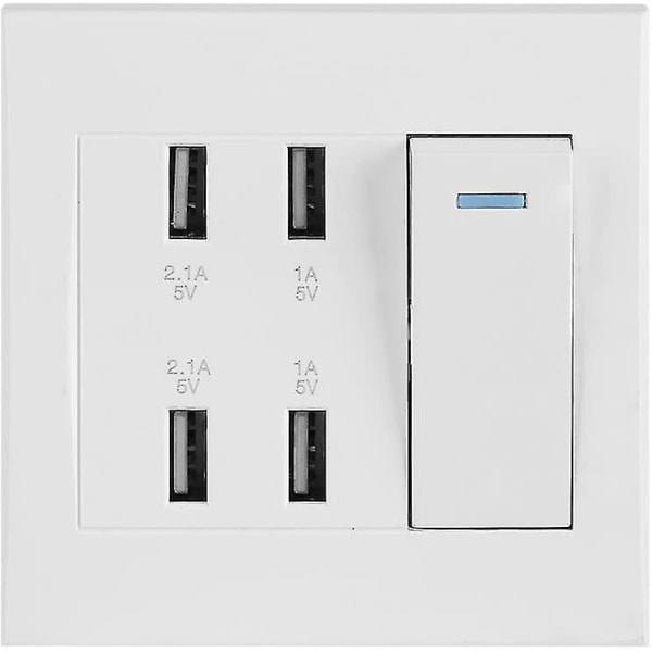 Usb veggkontakt Smart lader stikkontaktpanel verktøy Hjemmedekorasjon Profesjonelt strømuttak 10a 4 porter