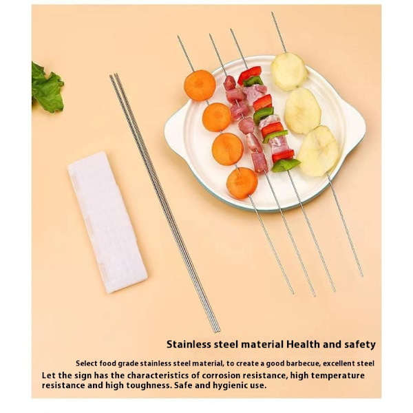 100 stk. Kabob-spyd i metal, rustfrit stål, grillspyd, 35 cm, anti-rul, kraftige shish-kebab-spyd