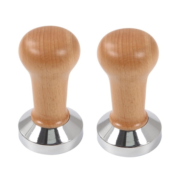 2x Kaffe Tamper Trehåndtak Barista Espressomaskin Kvern 51mm For Kaffe Og Espressopulver