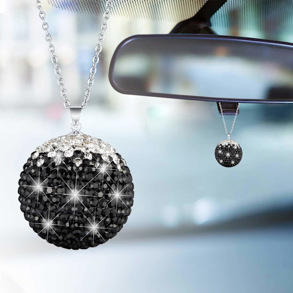 Auton sisustus kristallikuula, riippuva timanttikoriste autoon ja kotiin, auton riipuskoriste, bling-auton tarvikkeet mustavalkoinen