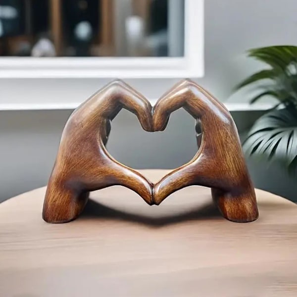 Kjærlighetshjerte håndfigur Hjerteformet gest Harpiks skulptur Statue Skulptur Hjemmekontor Skrivebordsdekorasjon Ornament Julegave [RbestQ]