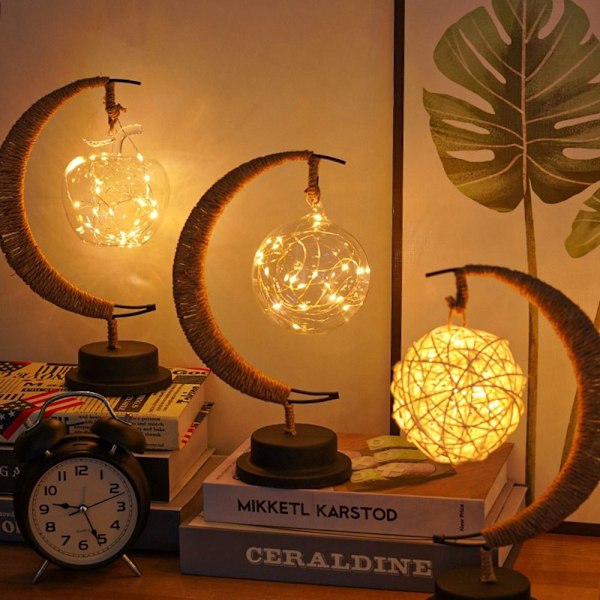 LED Lunar Nattlampe Måne Stjerne Lampe Borddekorasjon Baderomsdekor C