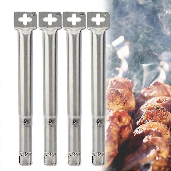 Universal justerbar grillbrænderrør i rustfrit stål til udendørs grill, sølv, 4-pak