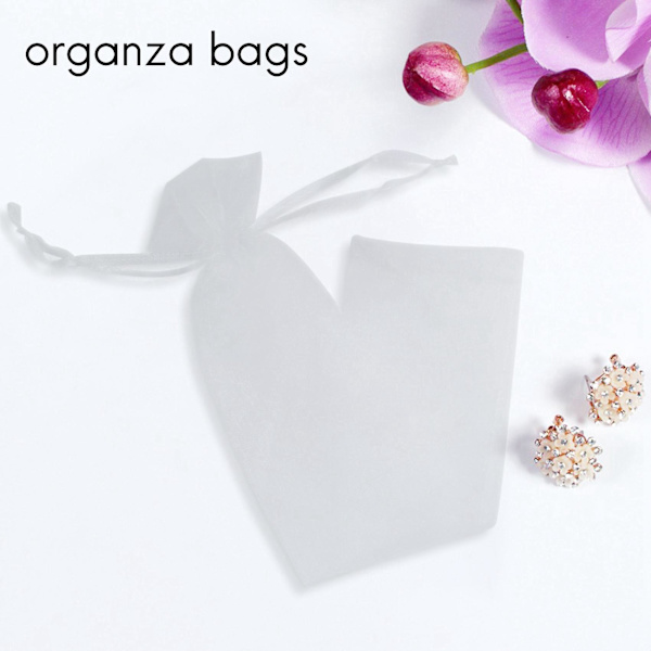 100 stk. Hvide Organza Foldehåndvifte Pose Fest Bryllup Gunst Gaveposer