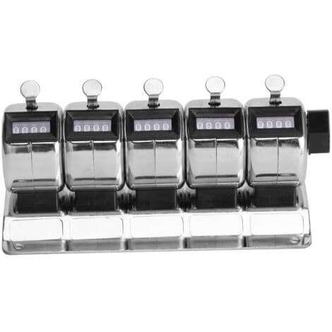 Mechanical Metal Counter, 4-Digit Manual Clicker, 5 Units, Stainless Steel Counting Tool