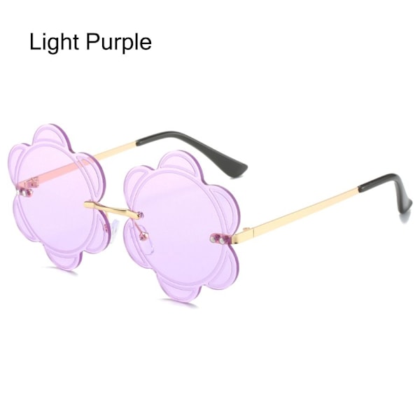 Dam Blomformade Linser Solglasögon Utomhus Strandfest Bågfria Glasögon Light Purple