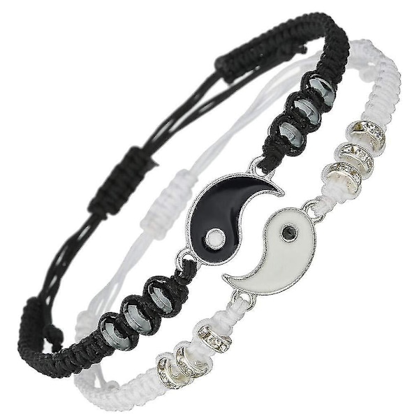 Matchande Yin Yang Justerbara Snöre Armband Z