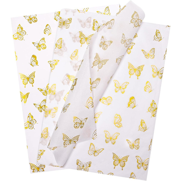 60 st Butterfly Tissue Paper Sheets för presentdekorationer