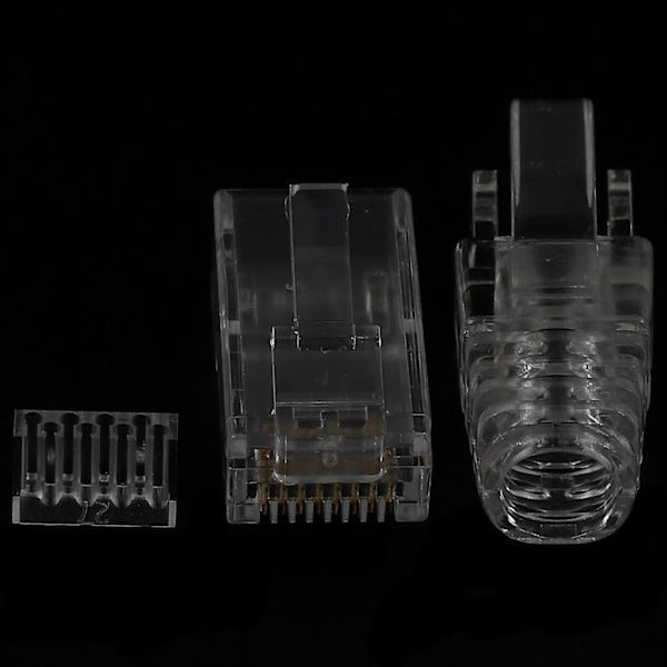 100 stk Cat6 Rj45-kontakt Utp-kabel Ethernet-kontakt 8p8c Nettverk Cat 6 Modulære plugger med 6,5 mm Rj45