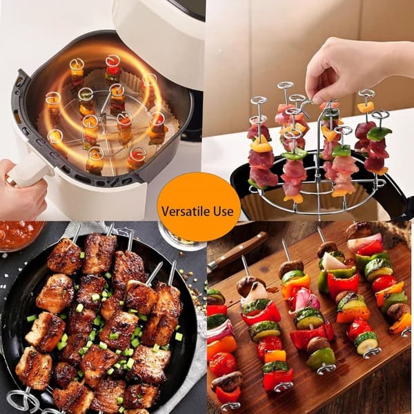 Grillspydstativ 304 Rustfrit Stål - Kompatibelt Med Airfryer