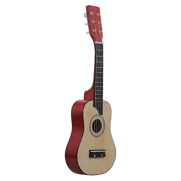 25 tum basgitarr i lindträ 6 strängar liten minigiarr med gitarrplektrumsträngar för barn