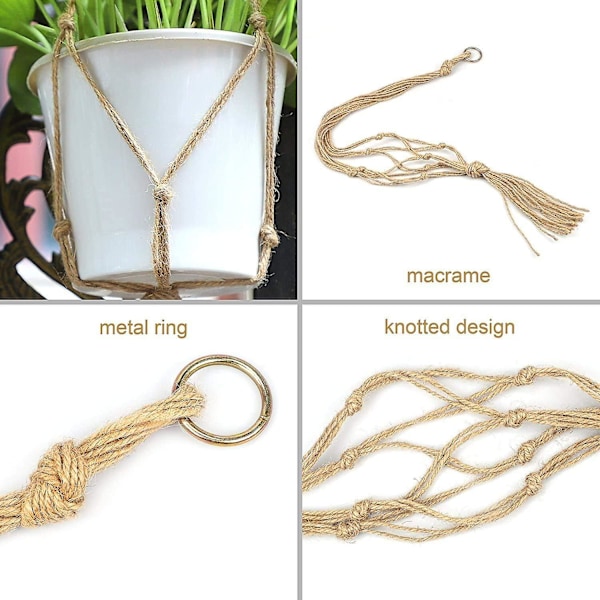 Macrame växt hängare hållare 6 pack inomhus utomhus hängande planter korg rep blomkruka hållare jute rep planter hängare trädgård hem dekorationer