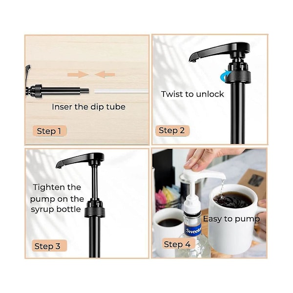Kaffe sirup pumpe dispenser, 6 pak sirup pumpe til 750ml/25.4 sirup, 3 farver pumper til kaffesirup
