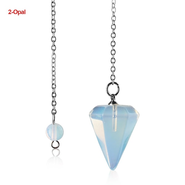 Luonnon parantava jalokiviriipus koru Reiki pyramidi kuusikulmainen heiluri ketjuriipus amuletti 2-Opal