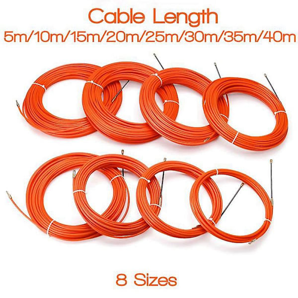 2x 4mm 15 Meter/30 Meter Orange Guide Device Nylon Elektrisk Kabel Dragare Dragsnöre Fi
