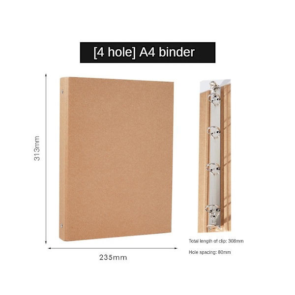 2 stk. A4 Kraft papirmapper genopfyldelig ringbind, a4 Kraft papirbindbakke med 2 ringe til at tilføje L
