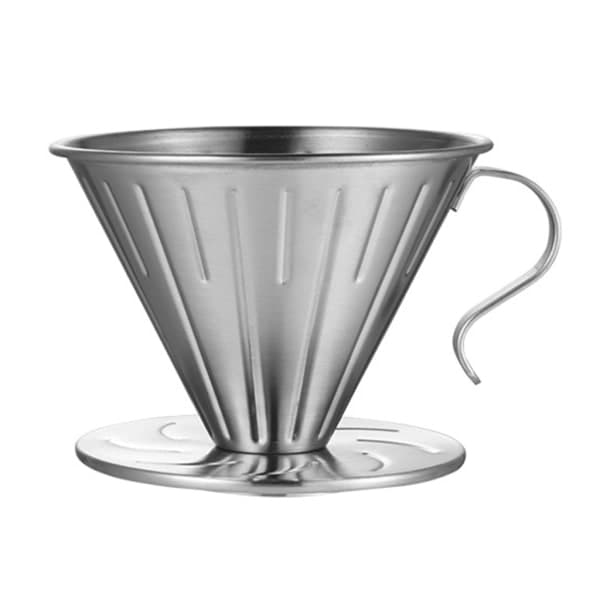 Kaffedrypper i rustfrit stål, genanvendelig V-formet pour-over kaffefilter til håndbrygget kaffe, stor L