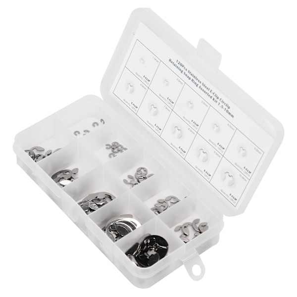 120 st E-clips Rostfri Stålbricka Extern Låsring Låsringssortiment Kit 1,5 mm-10 mm